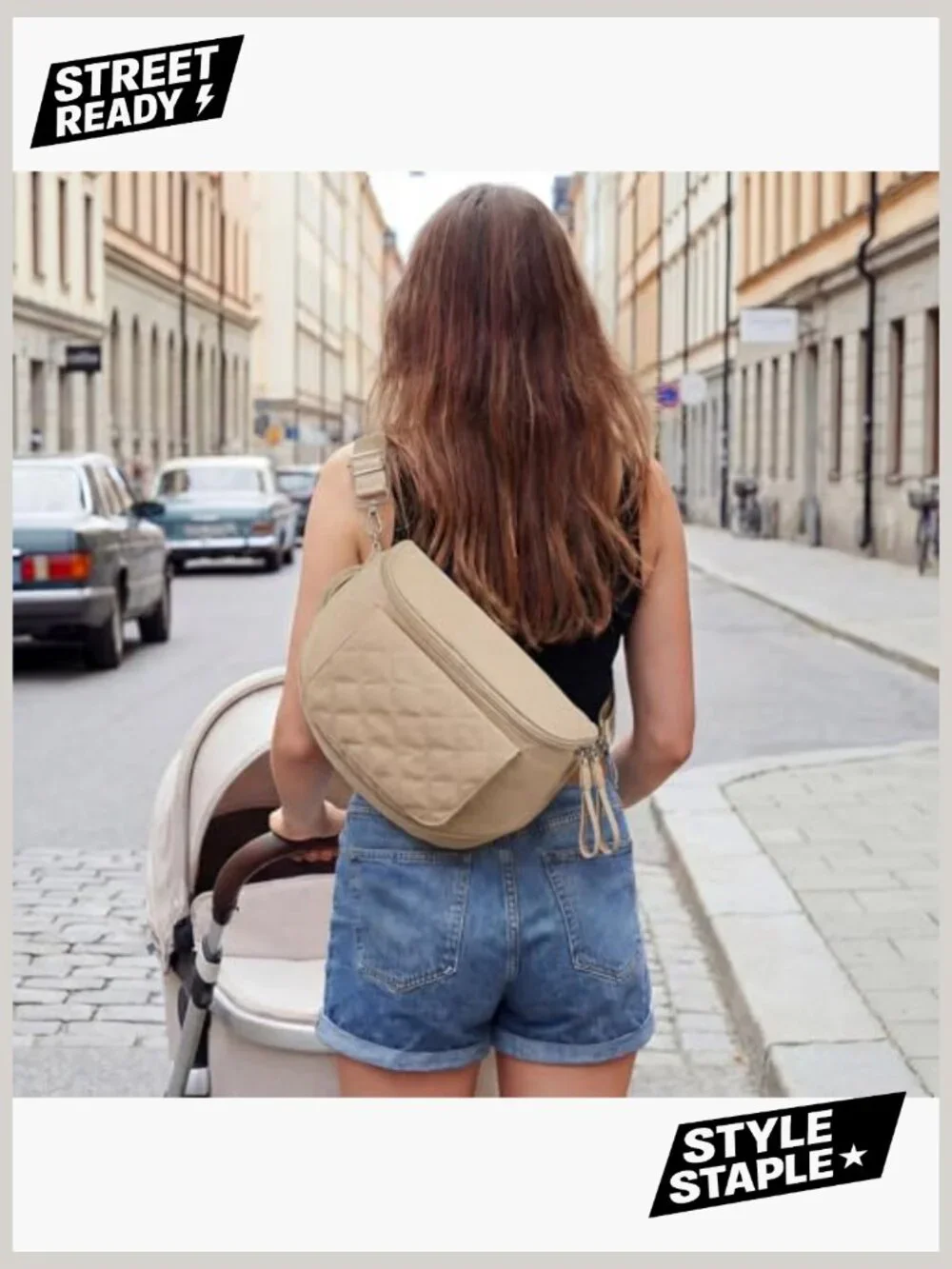 Compact Diaper Bag Crossbody with Changing Pad Nylon